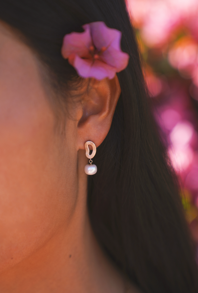 Fluted Drop Earrings, 14K Yellow Gold