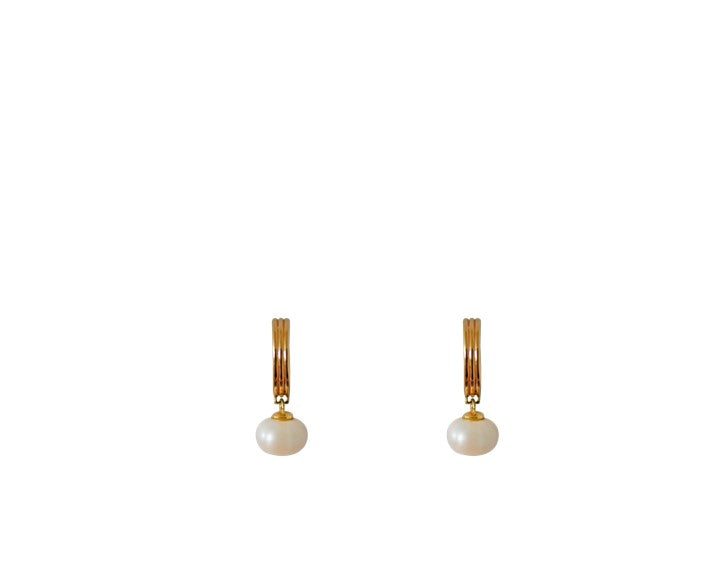 14K Yellow Gold Earrings - Halo Pearl