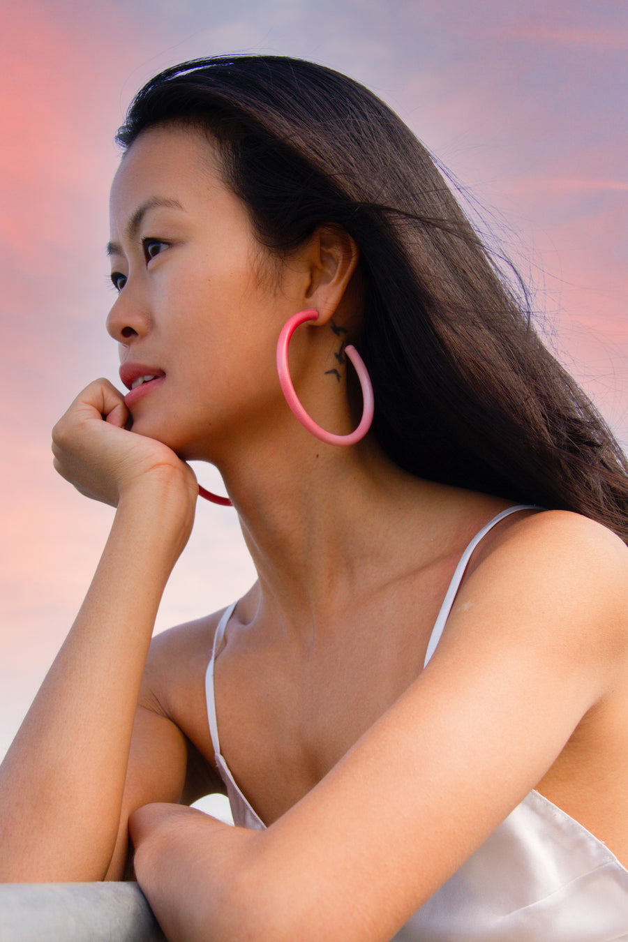 Summer Haze Earrings, Pink Ombre (Large)